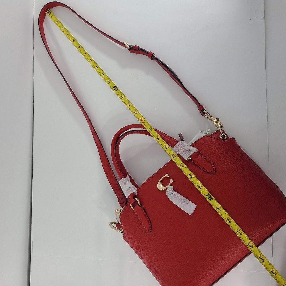 Coach Pebbled Leather Remi Satchel Crossbody NWT Electric Red Goldtone Handbag - Picture 14 of 14
